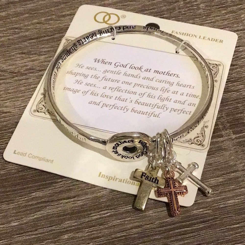When God Looks At Mothers Bracelet Dangle Crosses Inspirational Jewelry